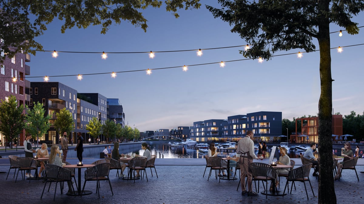 Terrasse au bord de leau écoquartier 